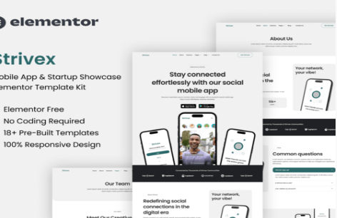 Product Image - Strivex – Mobile App & Startup Showcase Elementor Template Kit Product Image - Strivex – Mobile App & Startup Showcase Elementor Template Kit
