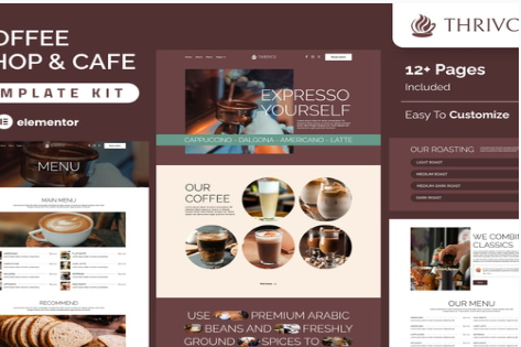 Product Image - Thrivce – Coffee Shop & Cafe Elementor Template Kit