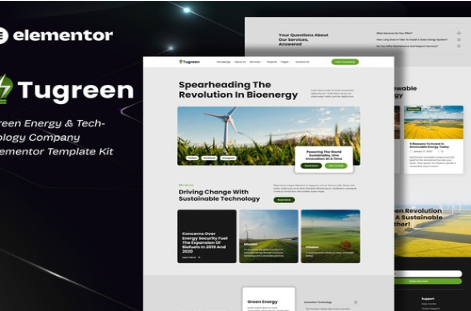 Product Image - Tugreen – Green Energy & Technology Company Elementor Template Kit