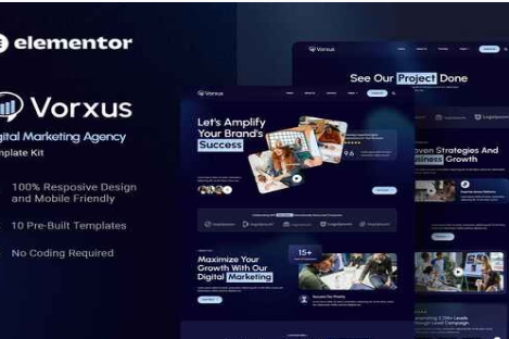 Product Image - Vorxus – Digital Marketing Agency Elementor Template Kit