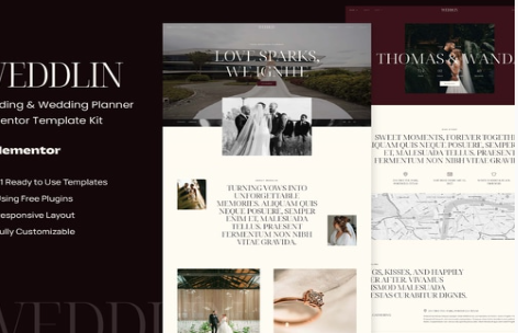 Product Image - Weddlin – Wedding & Wedding Planner Elementor Template Kit Product Image - Weddlin – Wedding & Wedding Planner Elementor Template Kit