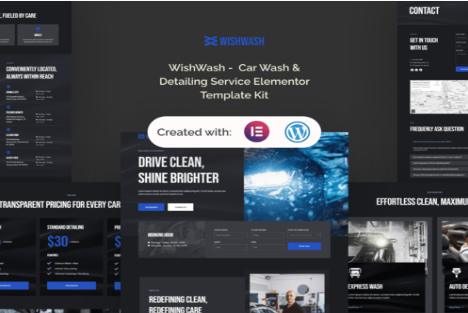 Product Image - WishWash – Car Wash & Detailing Service Elementor Template Kit