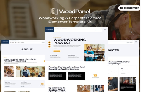 Product Image - Woodpanel – Woodworking & Carpenter Service Elementor Pro Template Kit