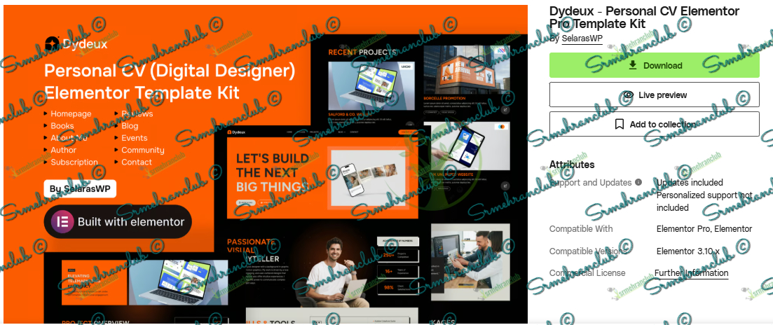 Dydeux - Personal CV Elementor Pro Template Kit