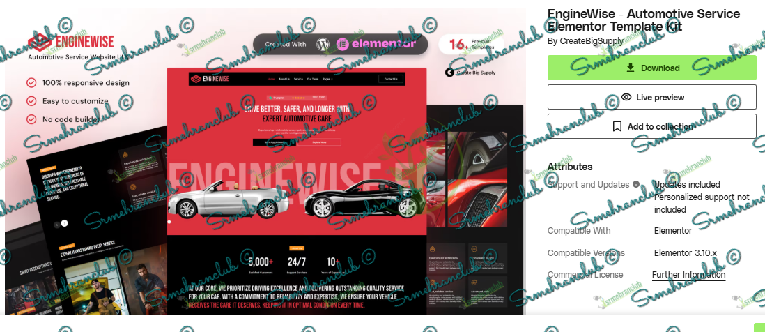 Enginwise EngineWise - Automotive Service Elementor Template Kit