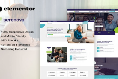 Product Image - Serenova – Psychology & Mental Health Elementor Pro Template Kit Product Image - Serenova – Psychology & Mental Health Elementor Pro Template Kit