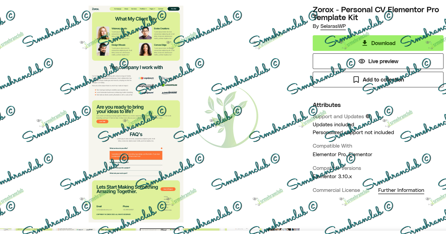 Zorox - Personal CV Elementor Pro Template Kit