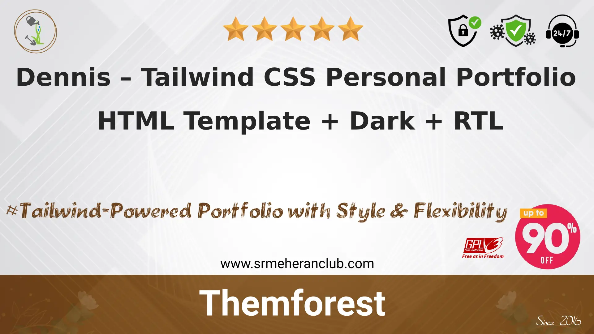 Dennis – Tailwind CSS Personal Portfolio HTML Template + Dark + RTL