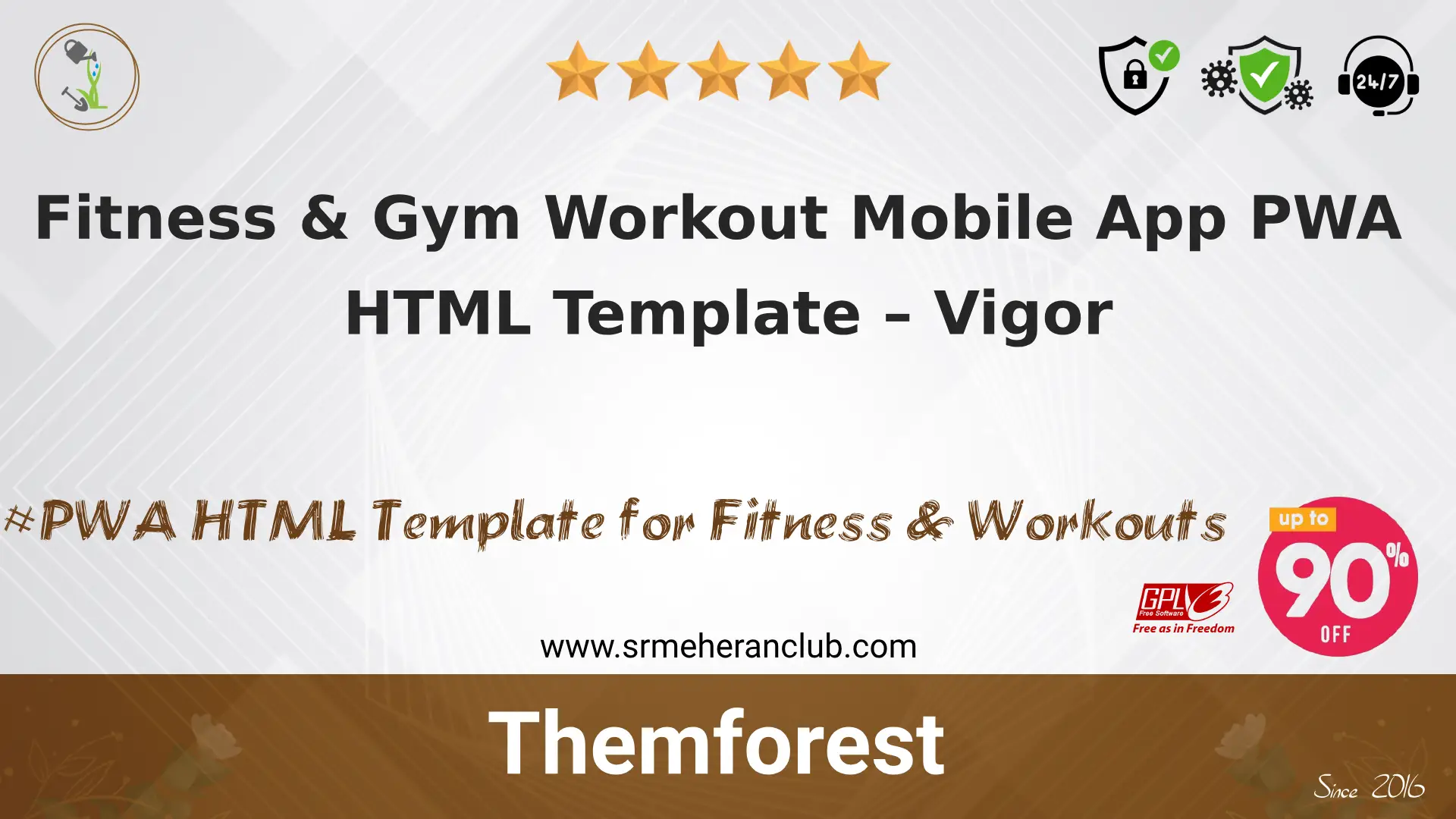 Fitness & Gym Workout Mobile App PWA HTML Template – Vigor