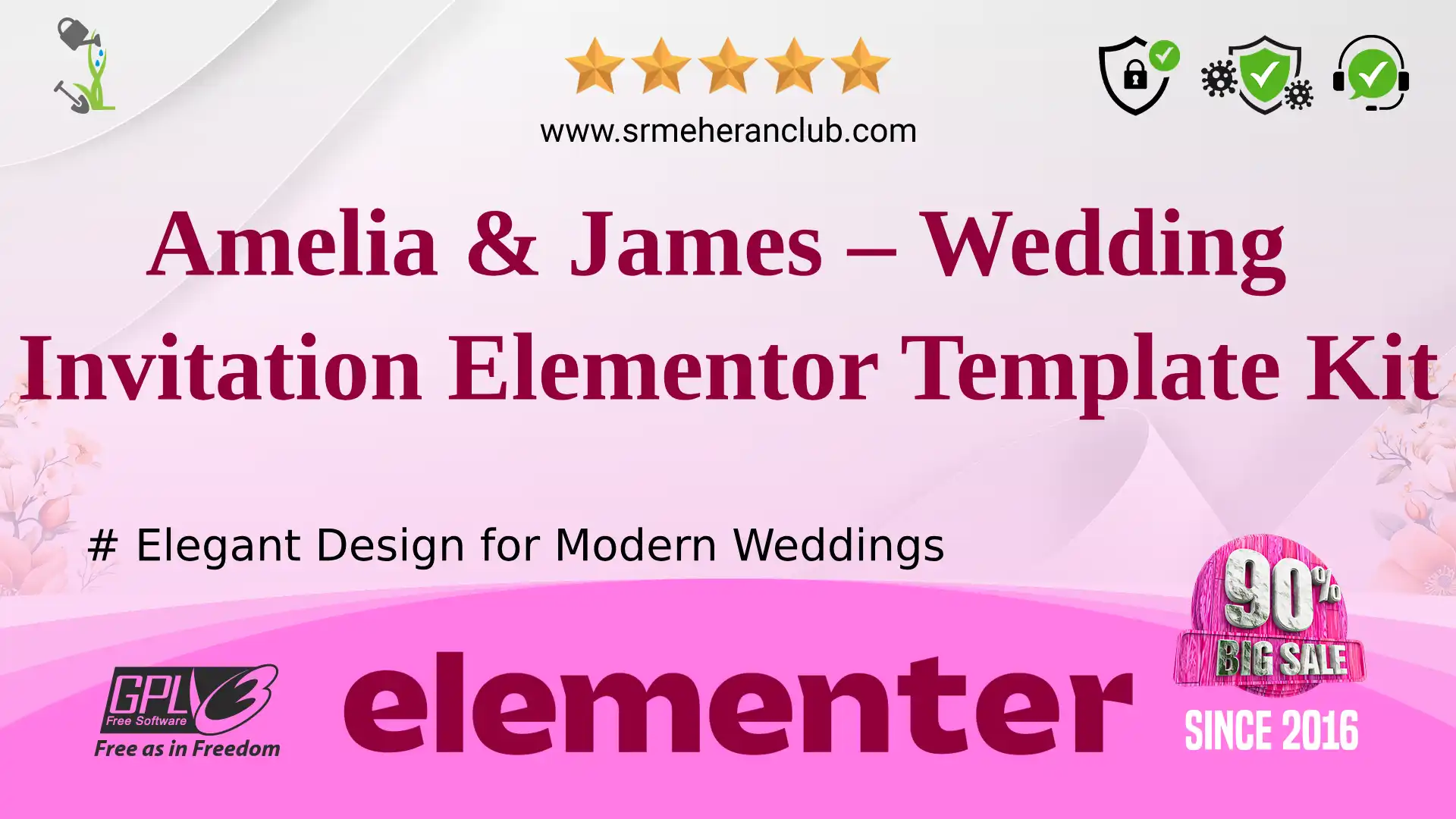 Amelia & James – Wedding Invitation Elementor Template Kit