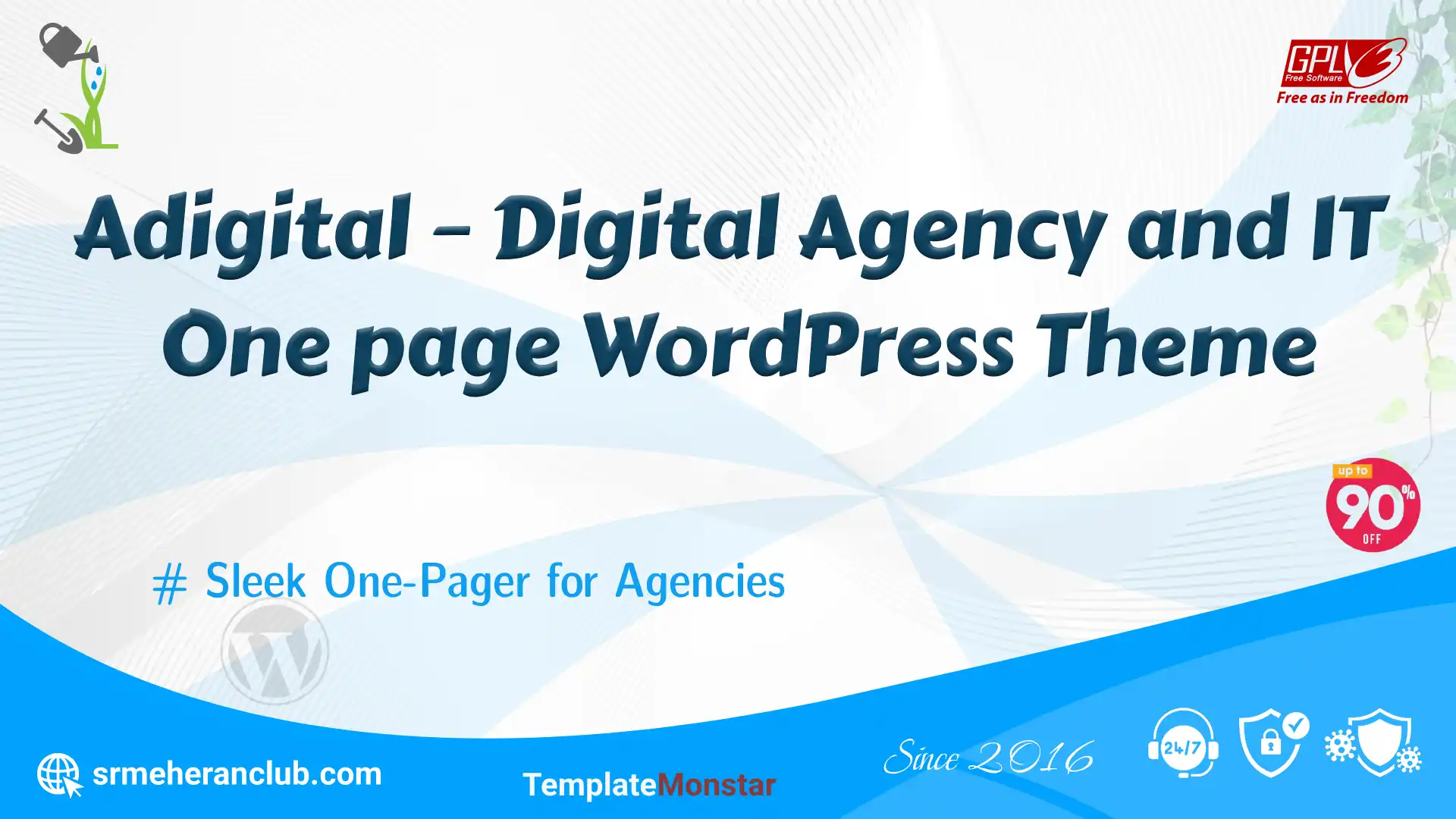 Adigital – Digital Agency and IT One page WordPress Theme — Theme by Templatemonster