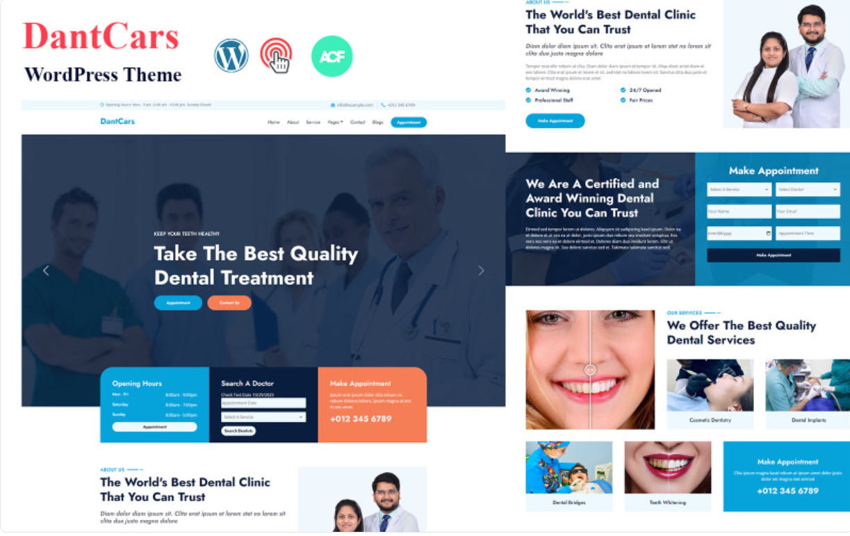 Dantcars Dentist and Dental Clinic WordPress Theme