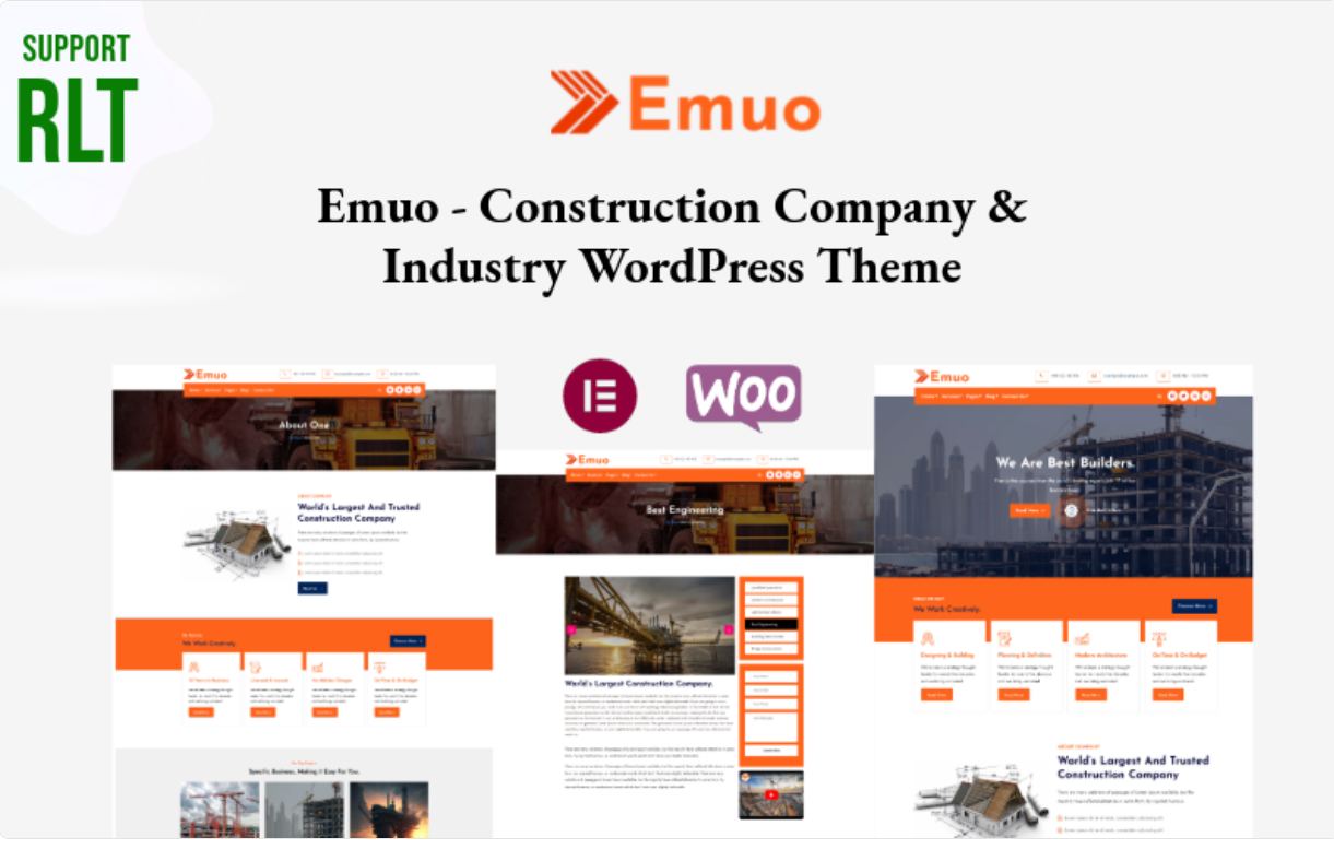 Emuo - Construction Company & Industry WordPress Theme