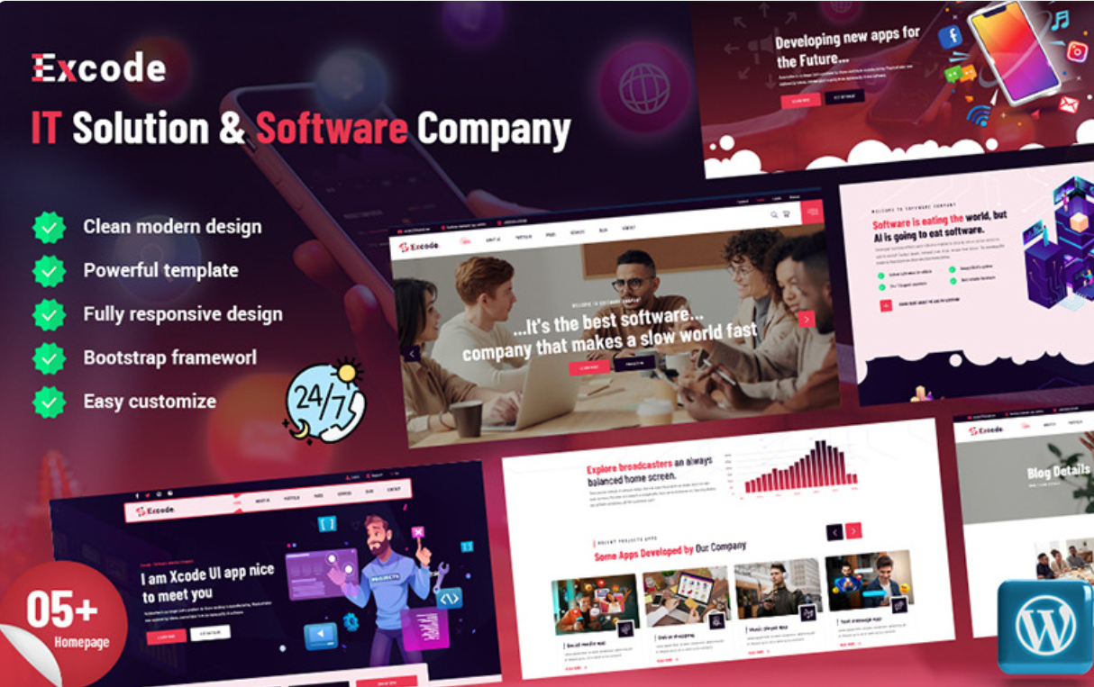 Excode - IT Solution and Software Company Responsive WordPress Theme