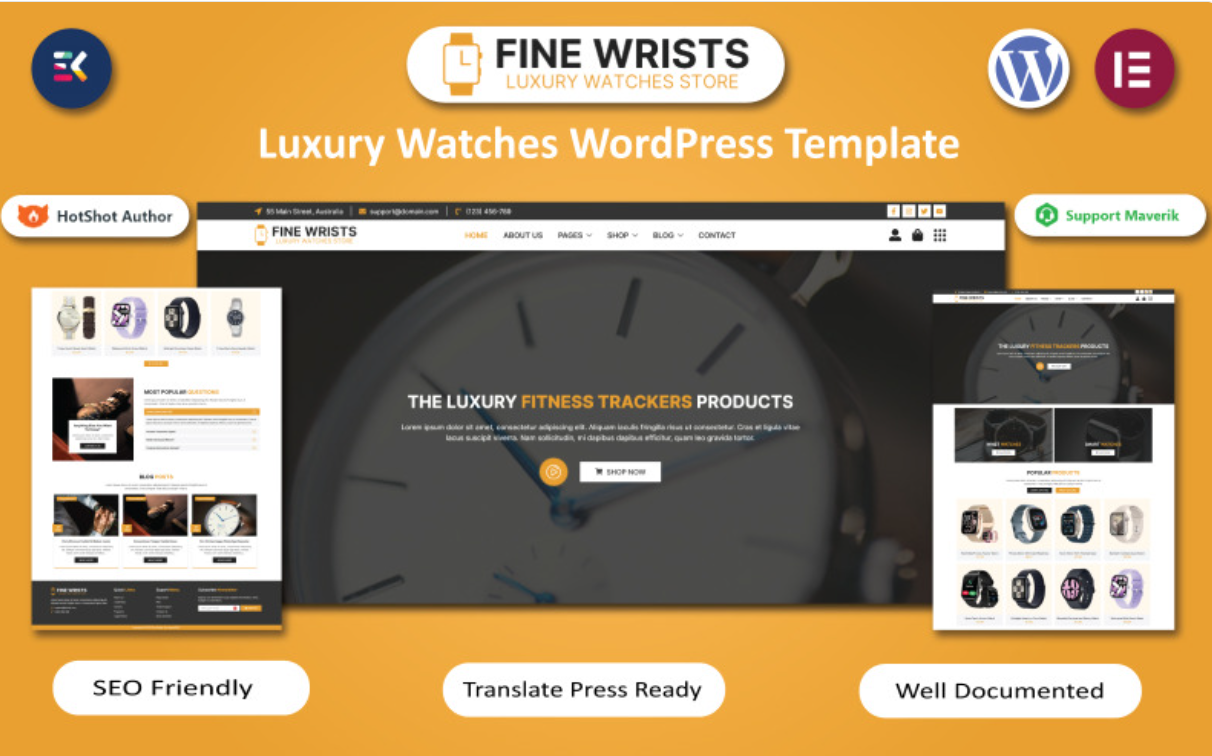 Fine Wrists - Luxury Watches Selling Store WordPress Elementor Template WordPress Theme