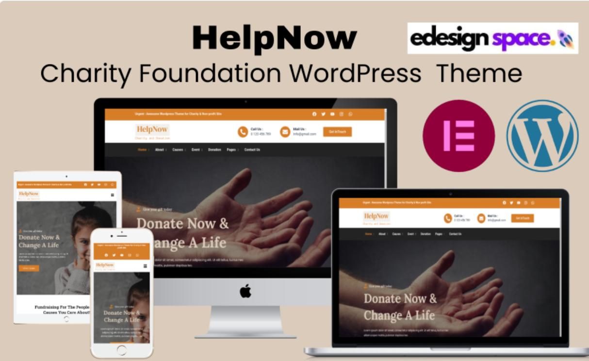 HelpNow - Charity Foundation and Donation WordPress Elementor Theme WordPress Theme