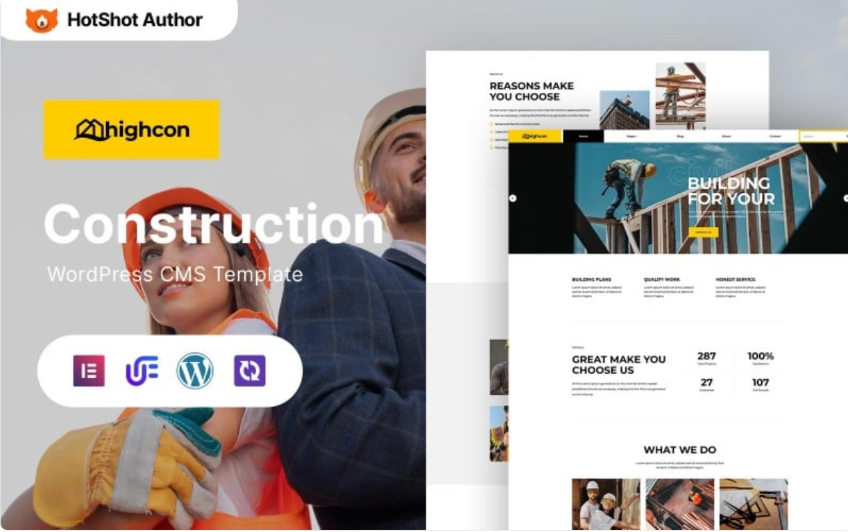 Highcon - Construction Company And Industry Company WordPress Elementor Theme WordPress Theme