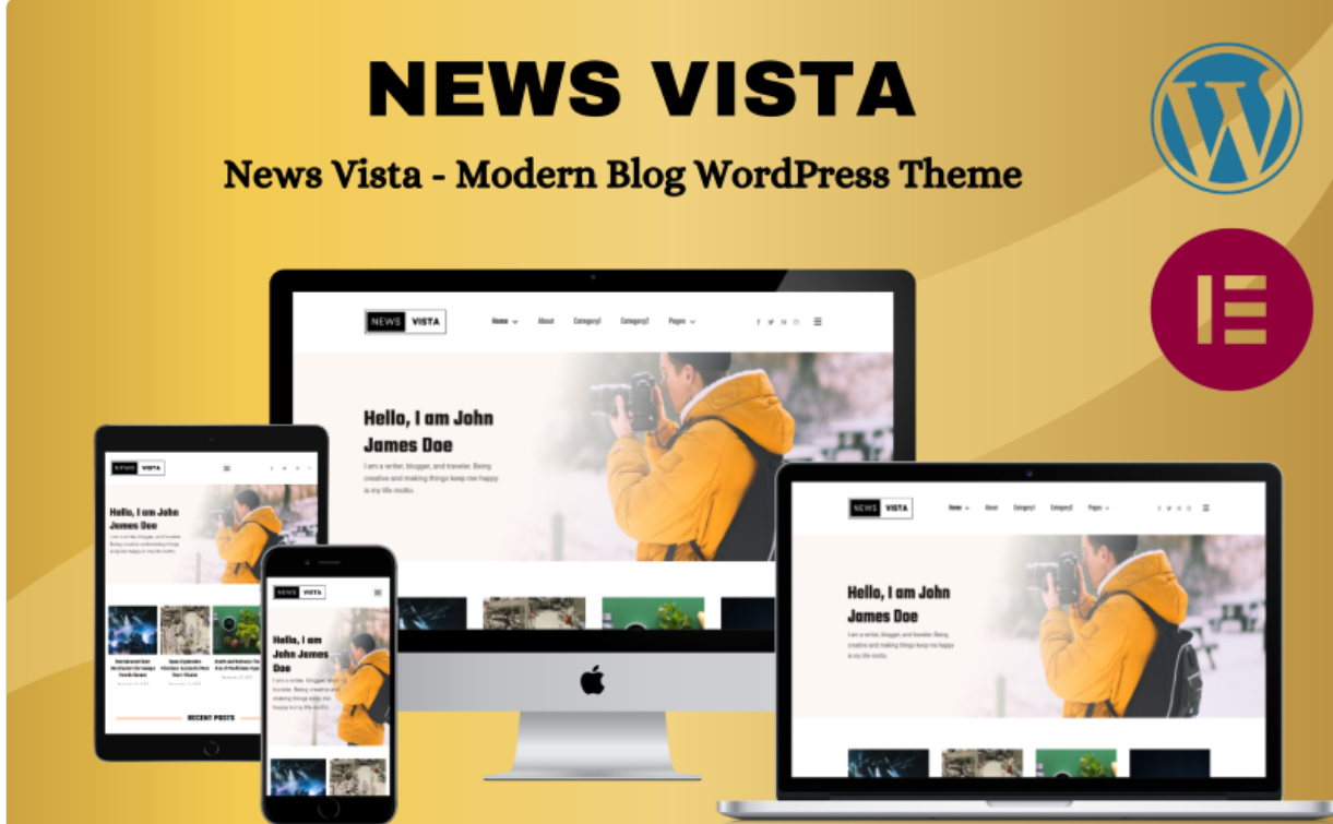 News Vista - Modern Blog Elementor WordPress Theme