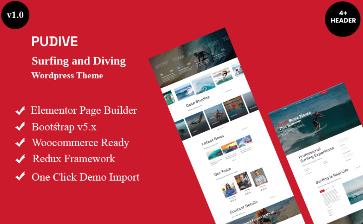 Pudive - Surfing & Diving Wordpress Theme WordPress Theme
