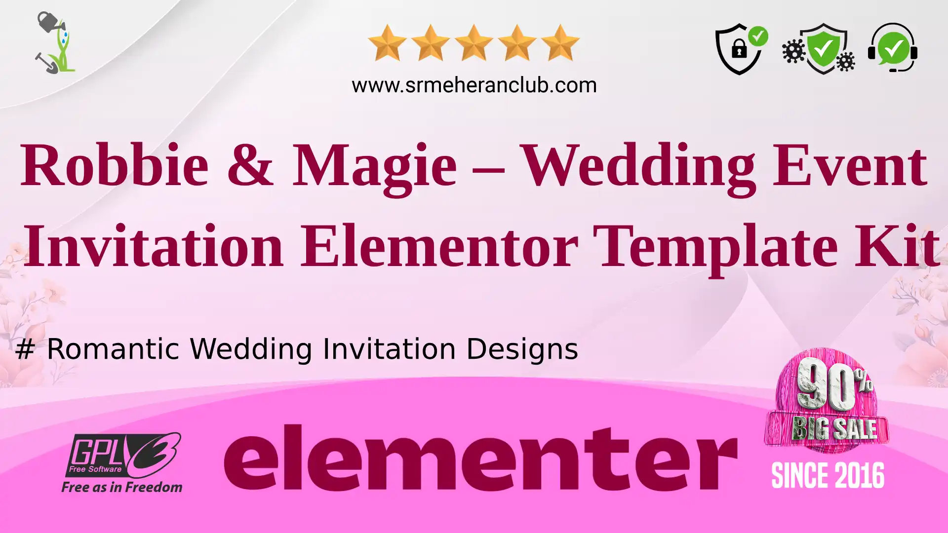 Robbie & Magie – Wedding Event Invitation Elementor Template Kit