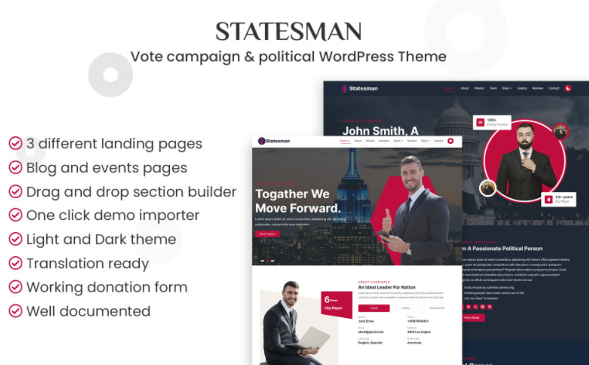 Statesman - Vote Campaign, Portfolio & Political WordPress Theme