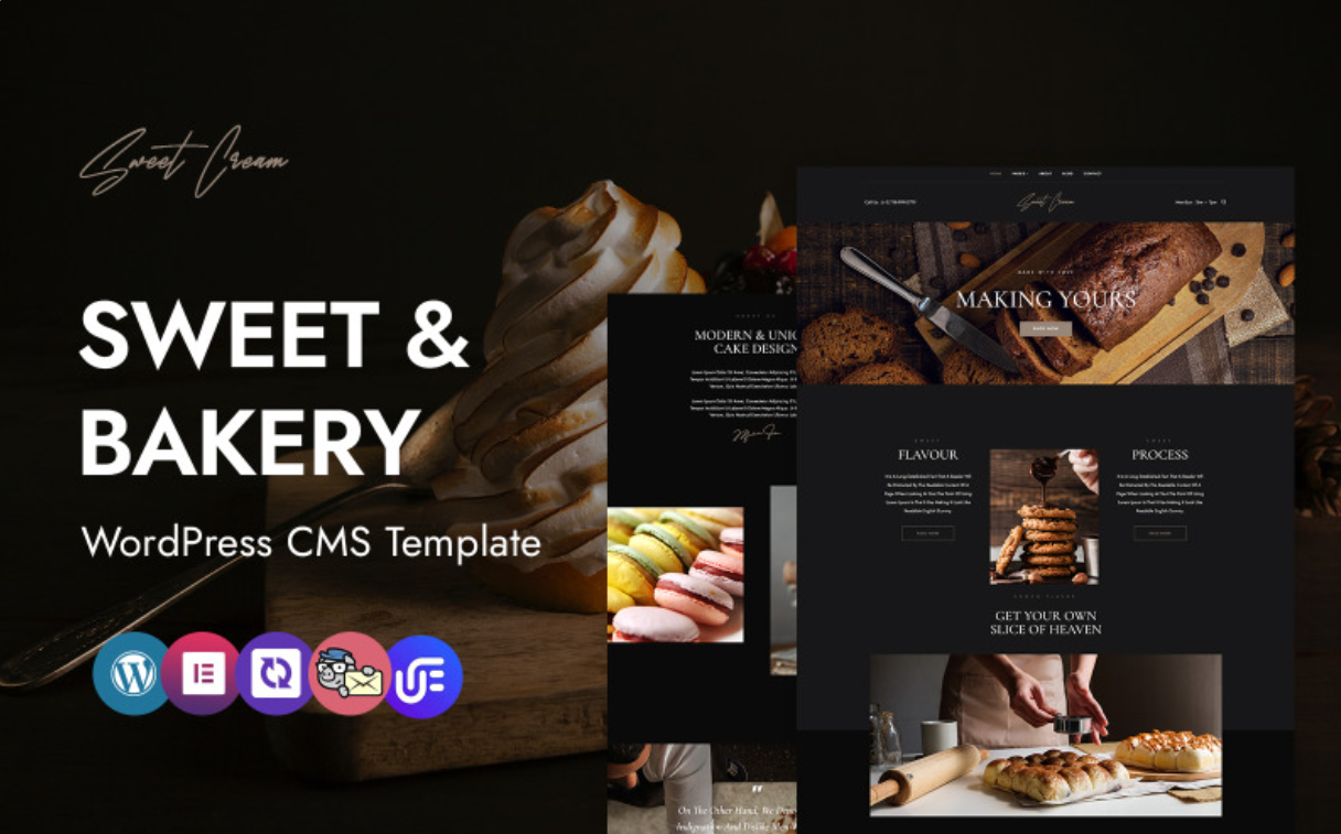 Sweetcream - Bakery and Cookie Shop CMS WordPress Elementor Theme WordPress Theme