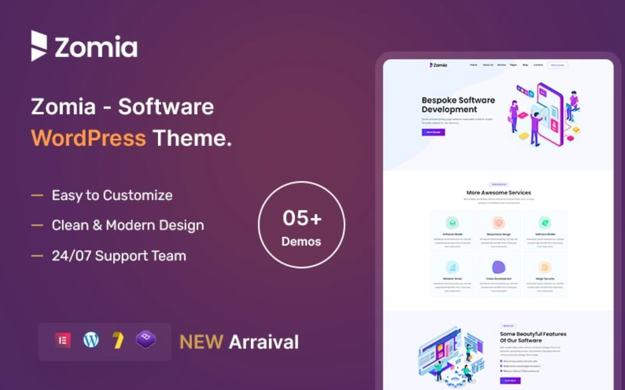 Zomia - Software Responsive Elementor WordPress Theme