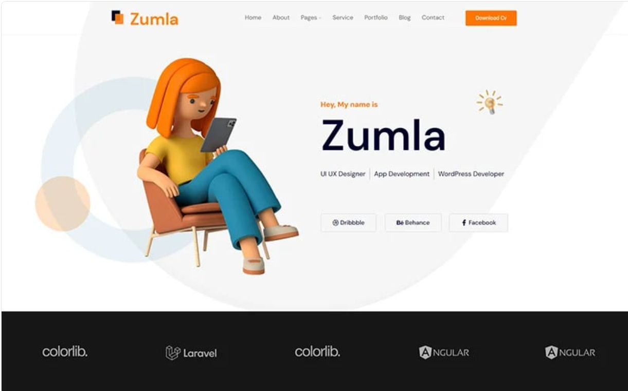 Zumla - Personal Portfolio WordPress Theme