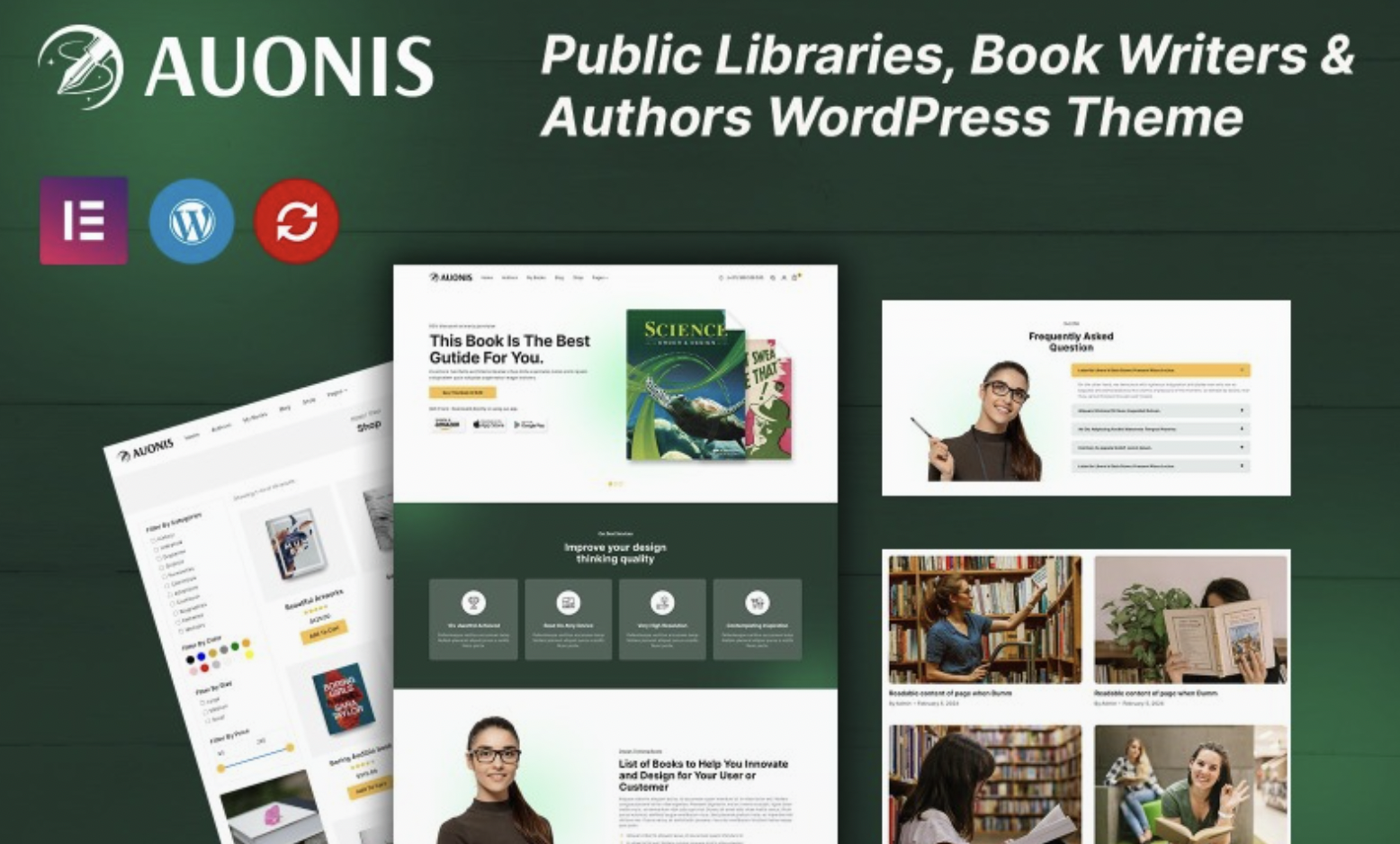 Auonis - Public Libraries, Book Writers, and Authors WordPress Theme
