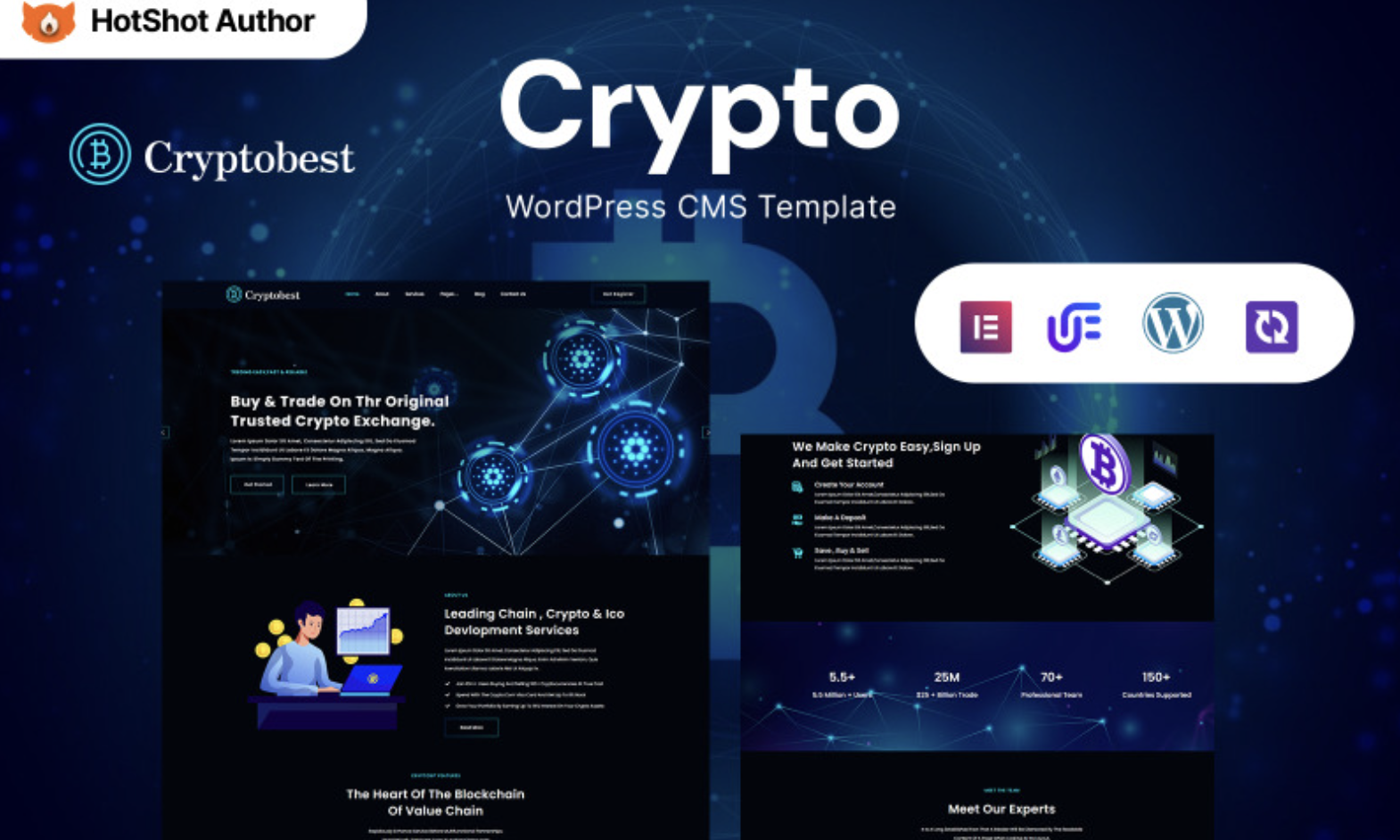 CryptoBest - Cryptocurrency And Bitcoin WordPress Elementor Theme WordPress Theme