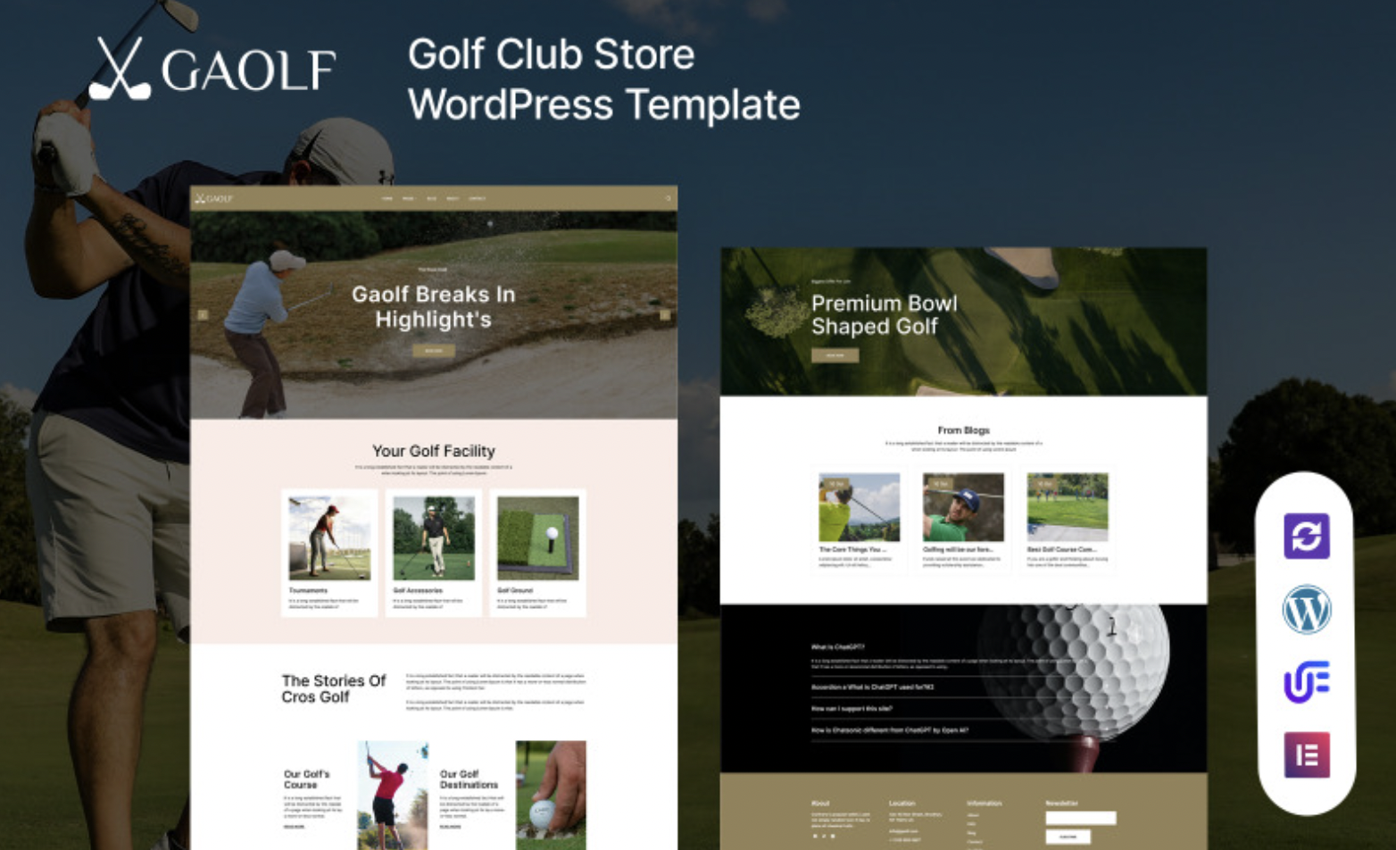 Gaolf - Golf Club And Course WordPress Elementor Theme WordPress Theme