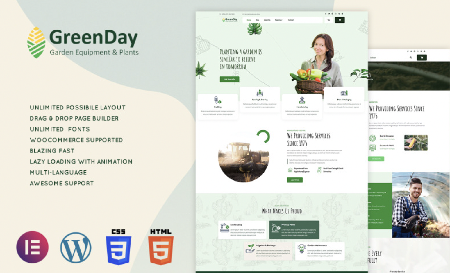 Greenday - Agriculture & Gardening WordPress Theme