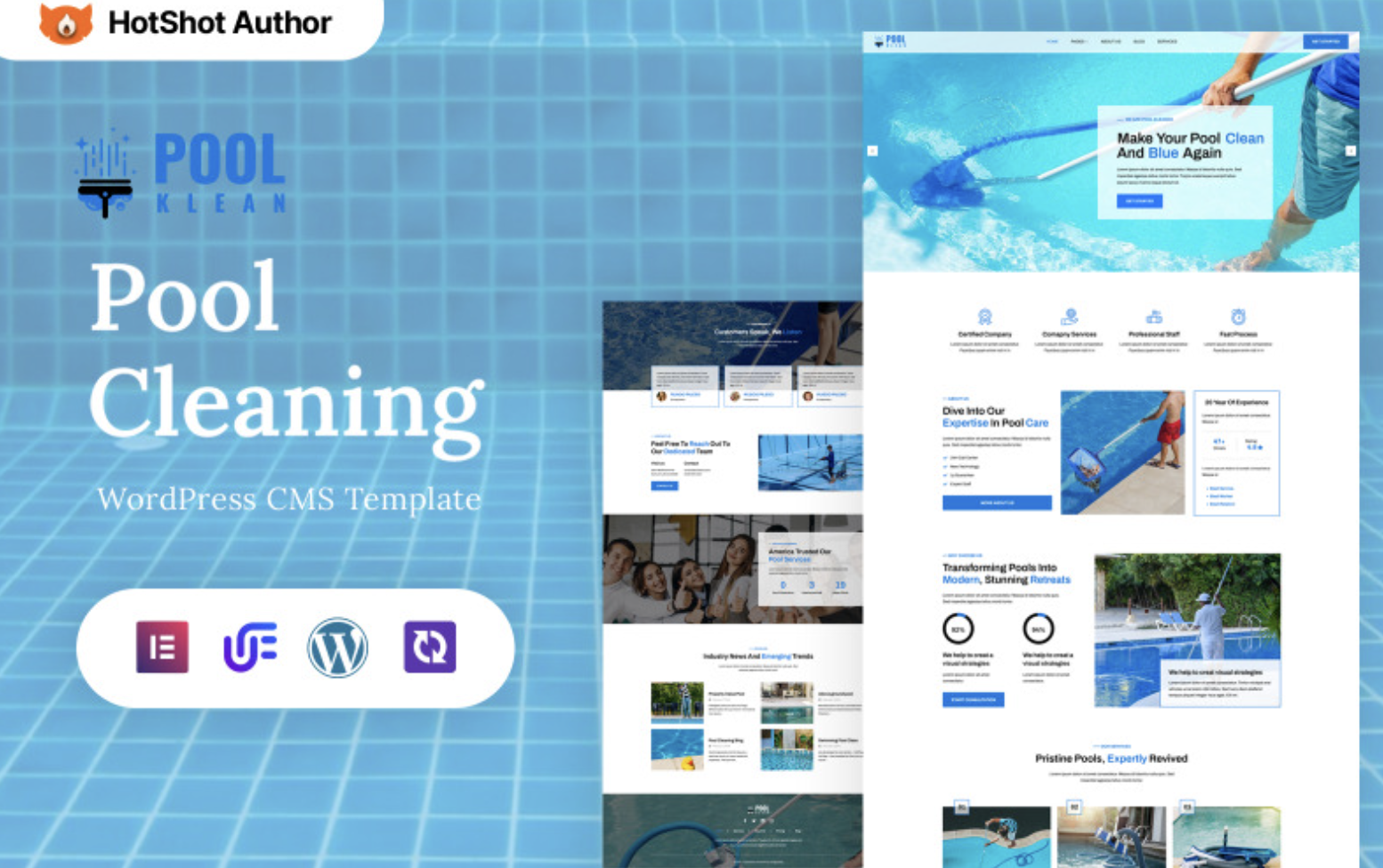 Pool Klean - Pool Cleaning And Pool Repair WordPress Elementor Theme WordPress Theme