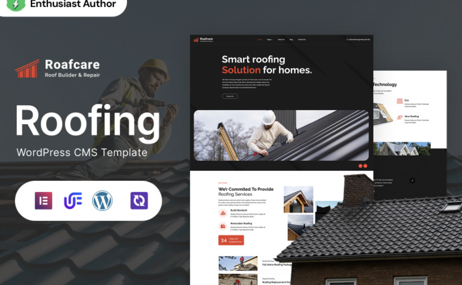 Roafcare - Roofing Company Responsive WordPress Elementor Theme WordPress Theme