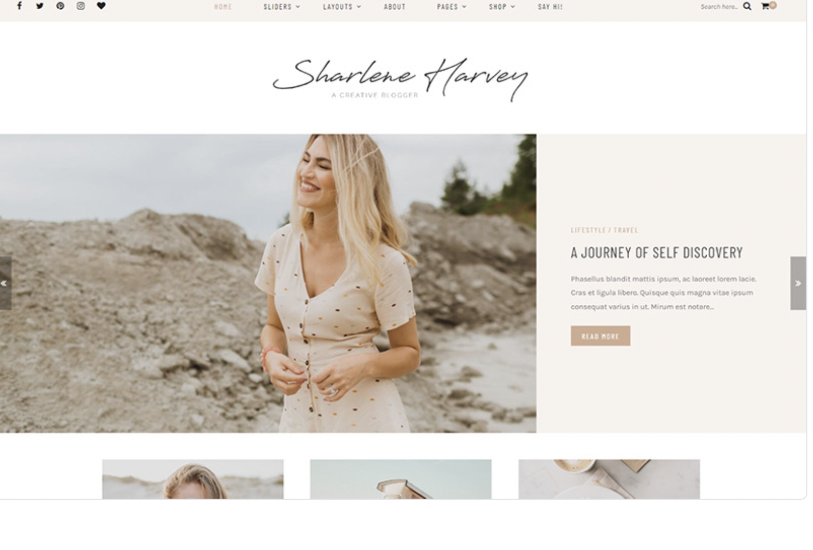 Sharlene - A Personal Travel Blog Theme WordPress Theme