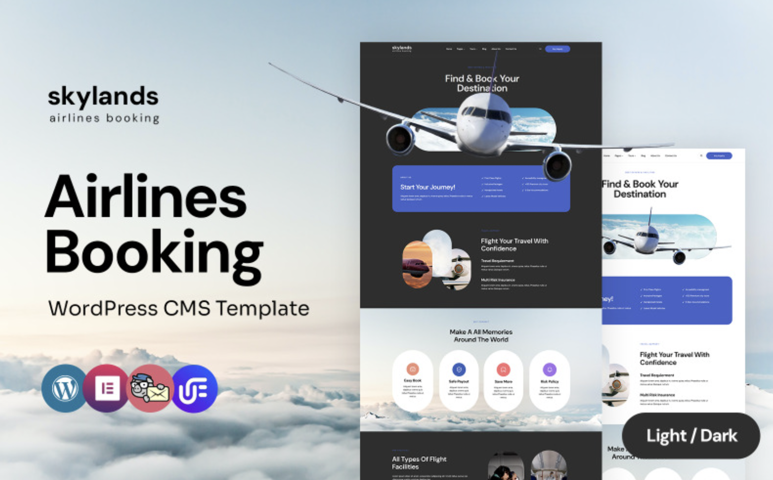 Skylands - Airline Tickets Multipurpose WordPress Elementor Theme WordPress Theme