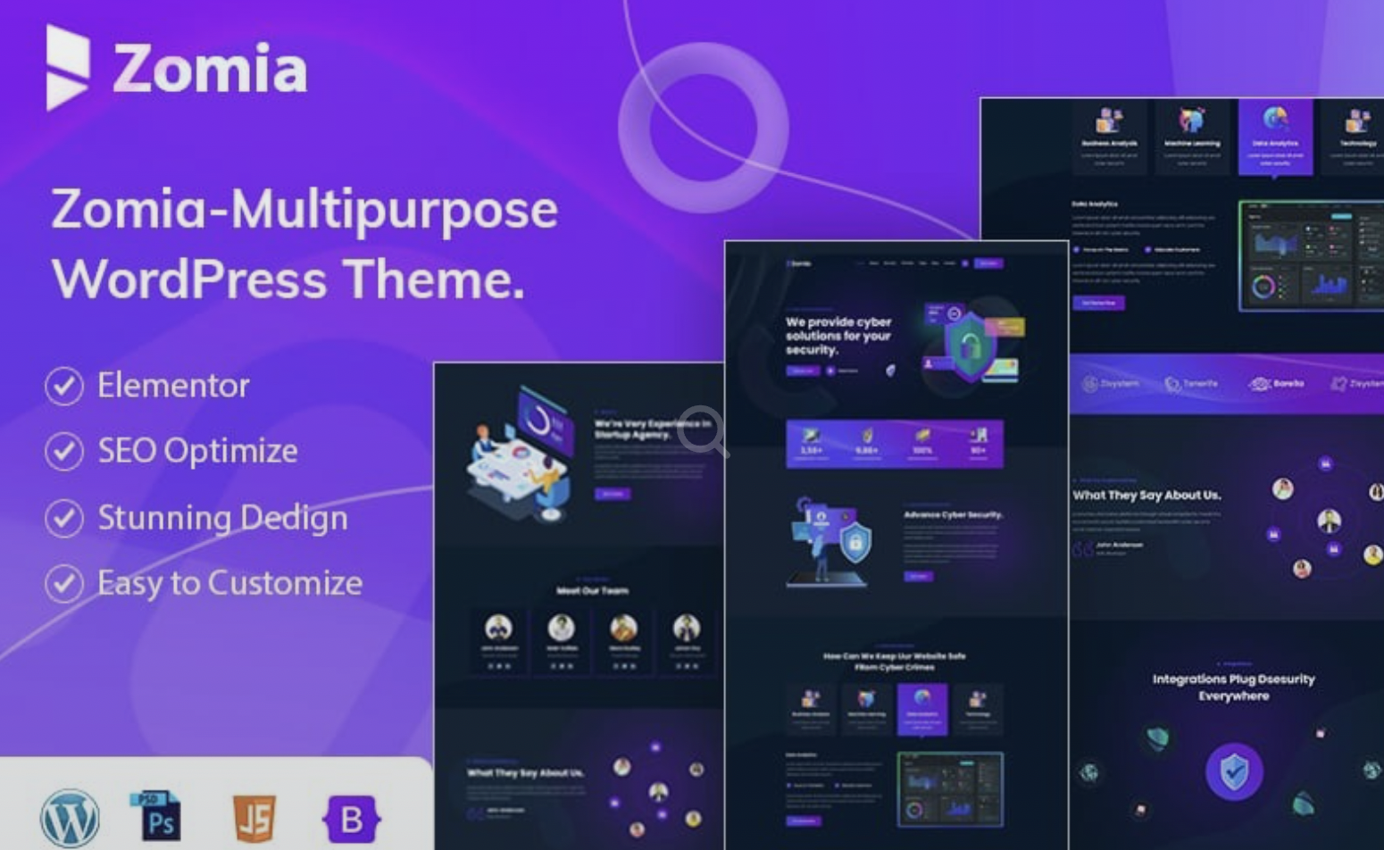 Zomia - Cyber Security Services Elementor WordPress Theme.
