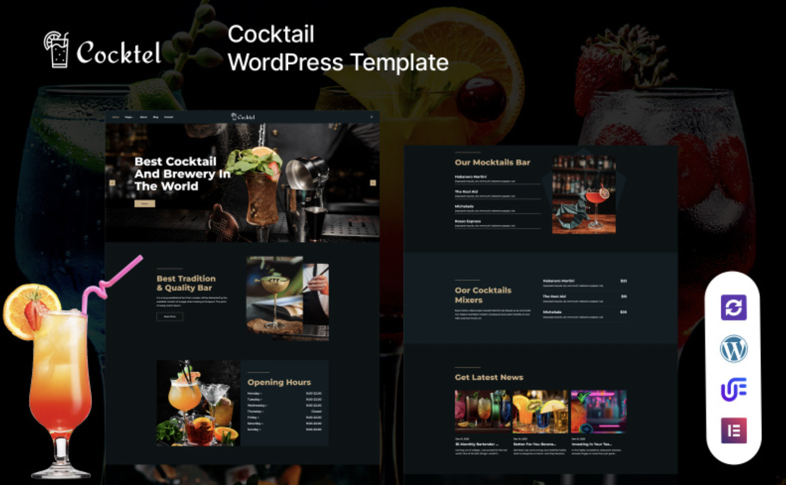 Cocktel - Cocktail Bar And Restaurant WordPress Elementor Theme WordPress Theme