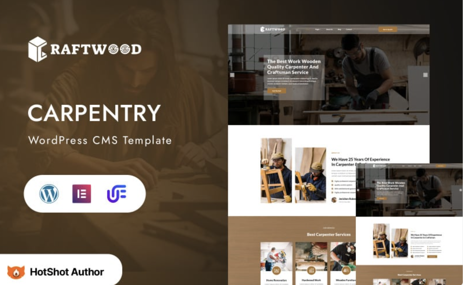 Craftwood - Carpentry And Handyman Woodworking WordPress Elementor Theme WordPress Theme