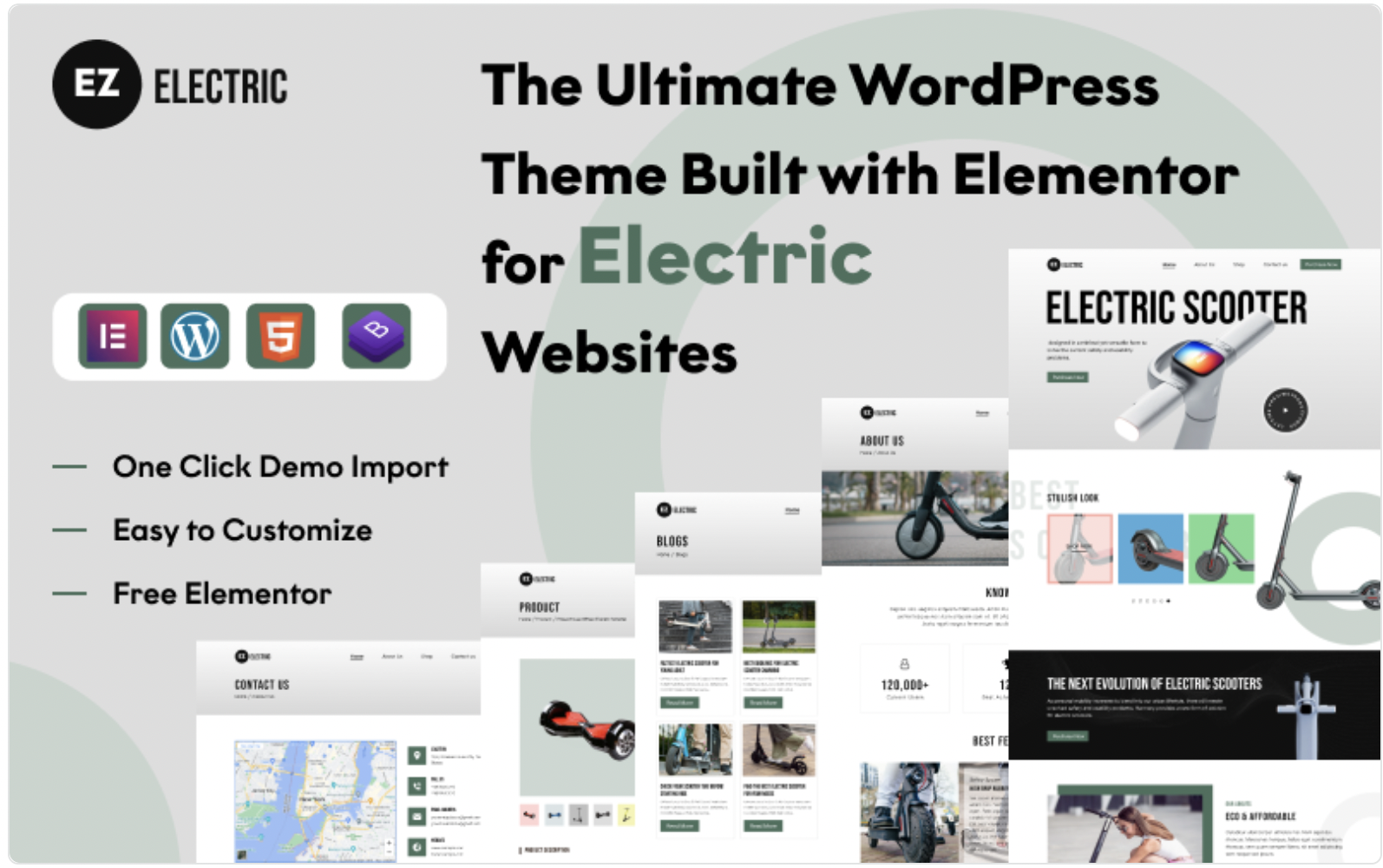 EZ Electric Scooter: Modern Mobility with a Sleek Design for Electric Scooters WordPress Theme