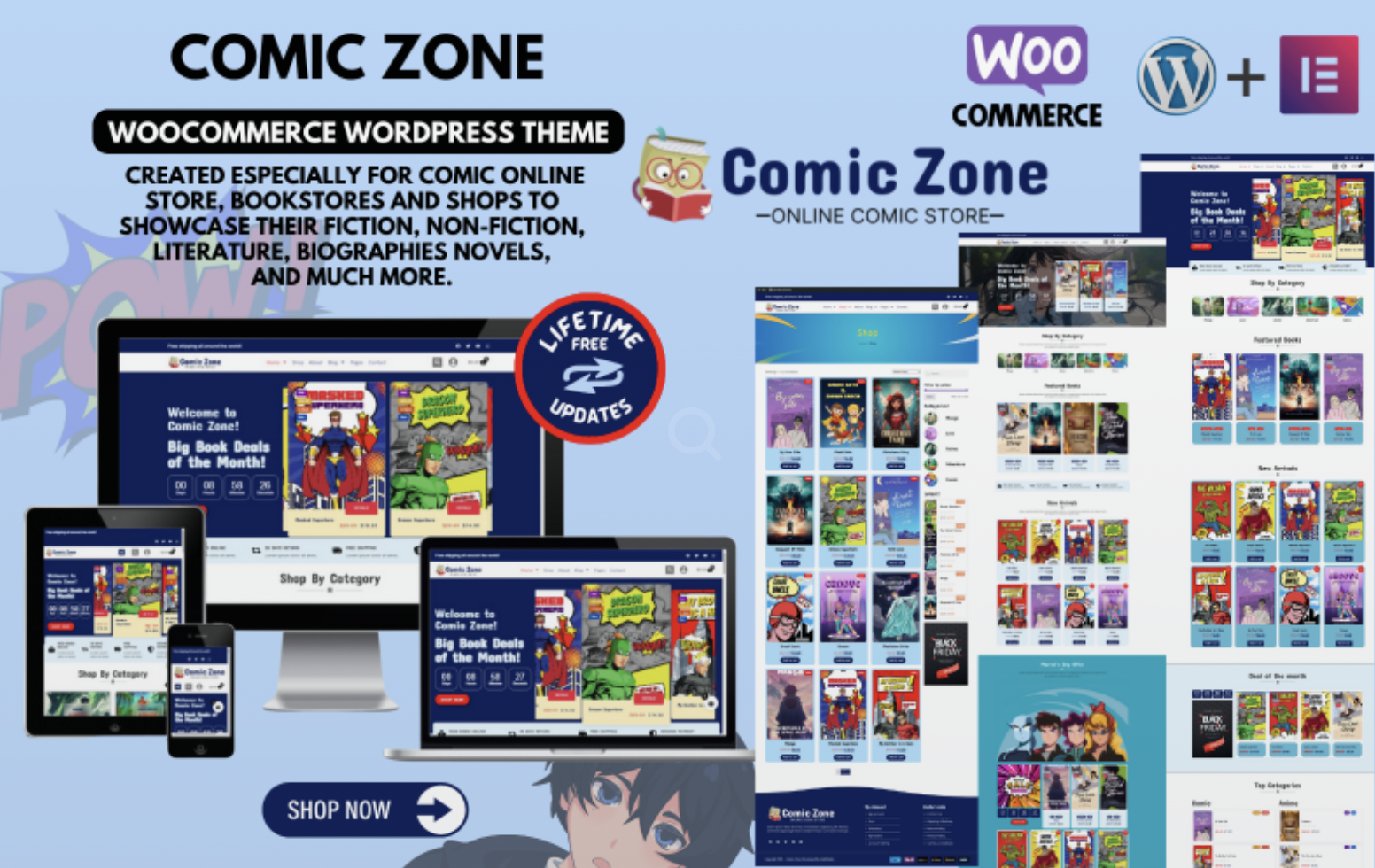 Comic Zone Woocommerce theme for Comic stores, Bookstores, Anime & Manga Stories news portal WordPress Theme