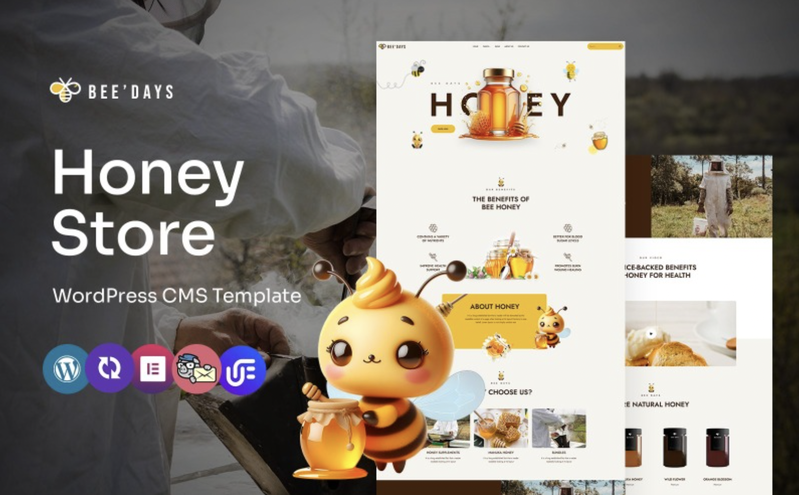 Beedays - Honey Farm And Shop Multipurpose WordPress Elementor Theme WordPress Theme