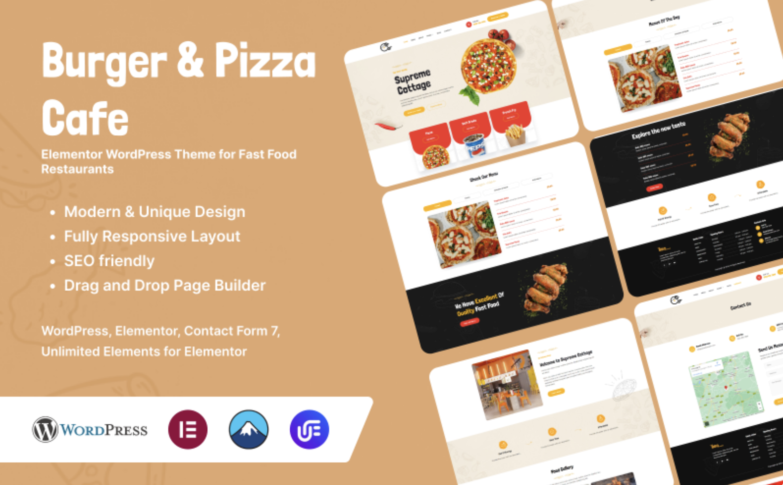 Burger & Pizza Cafe - Elementor WordPress Theme for Fast Food Restaurants