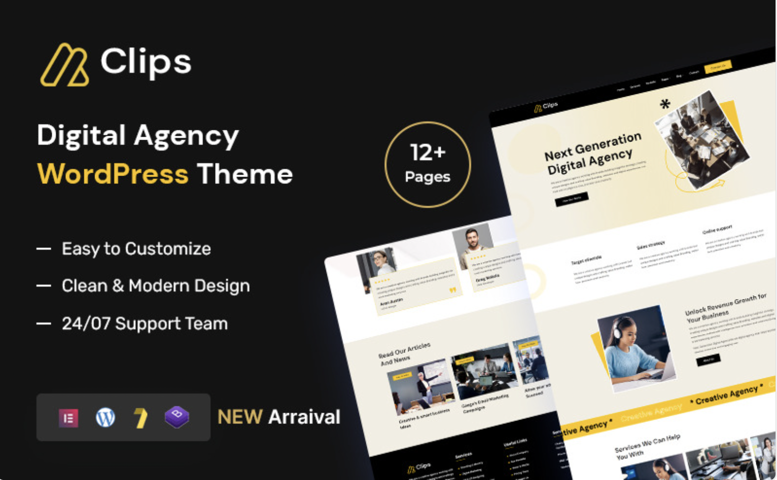 Clips – Digital Agency Elementor WordPress Theme
