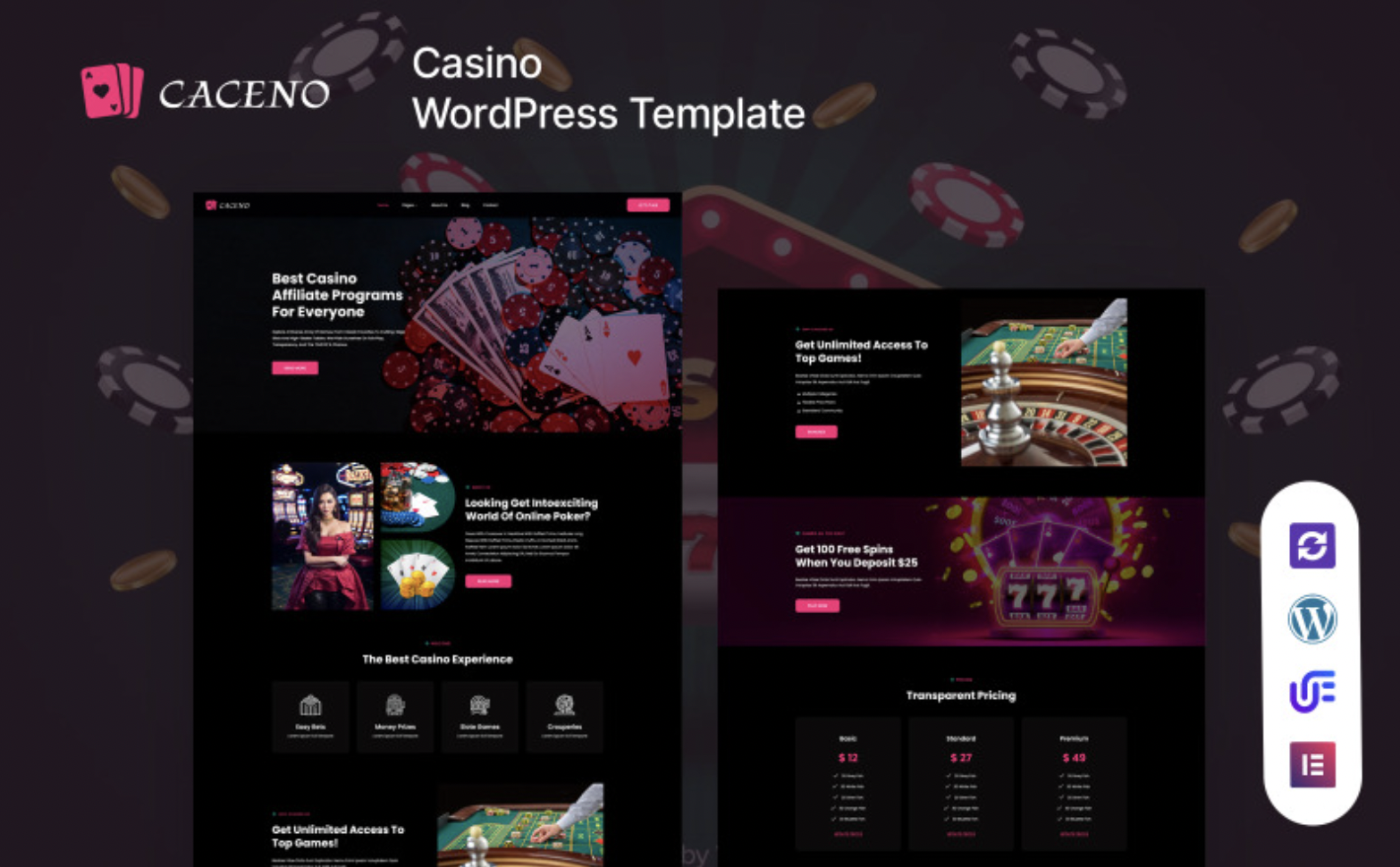 Caceno - Casino And Gambling WordPress Elementor Theme WordPress Theme