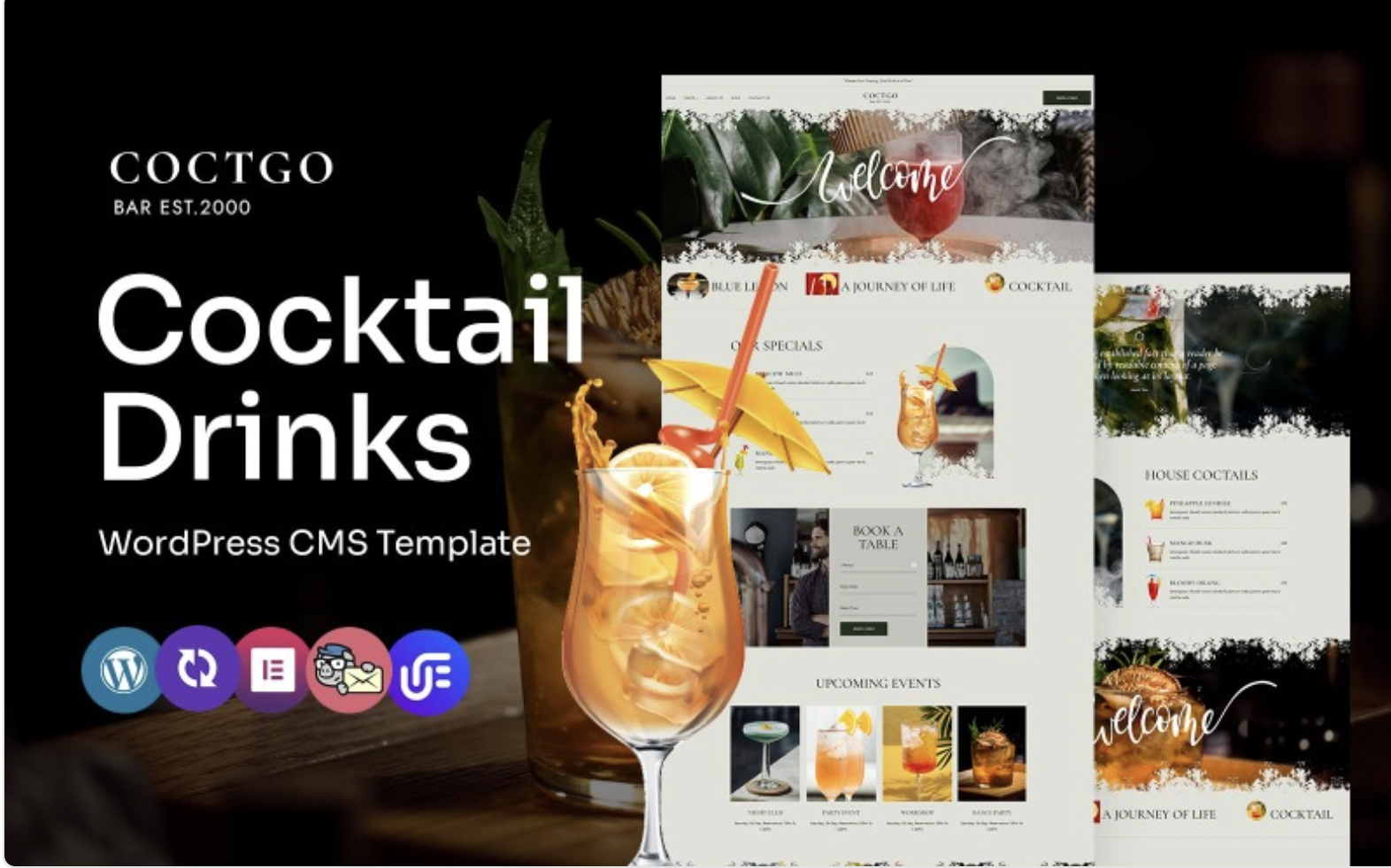 Coctgo - Cocktail Bar Multipurpose WordPress Elementor Theme WordPress Theme
