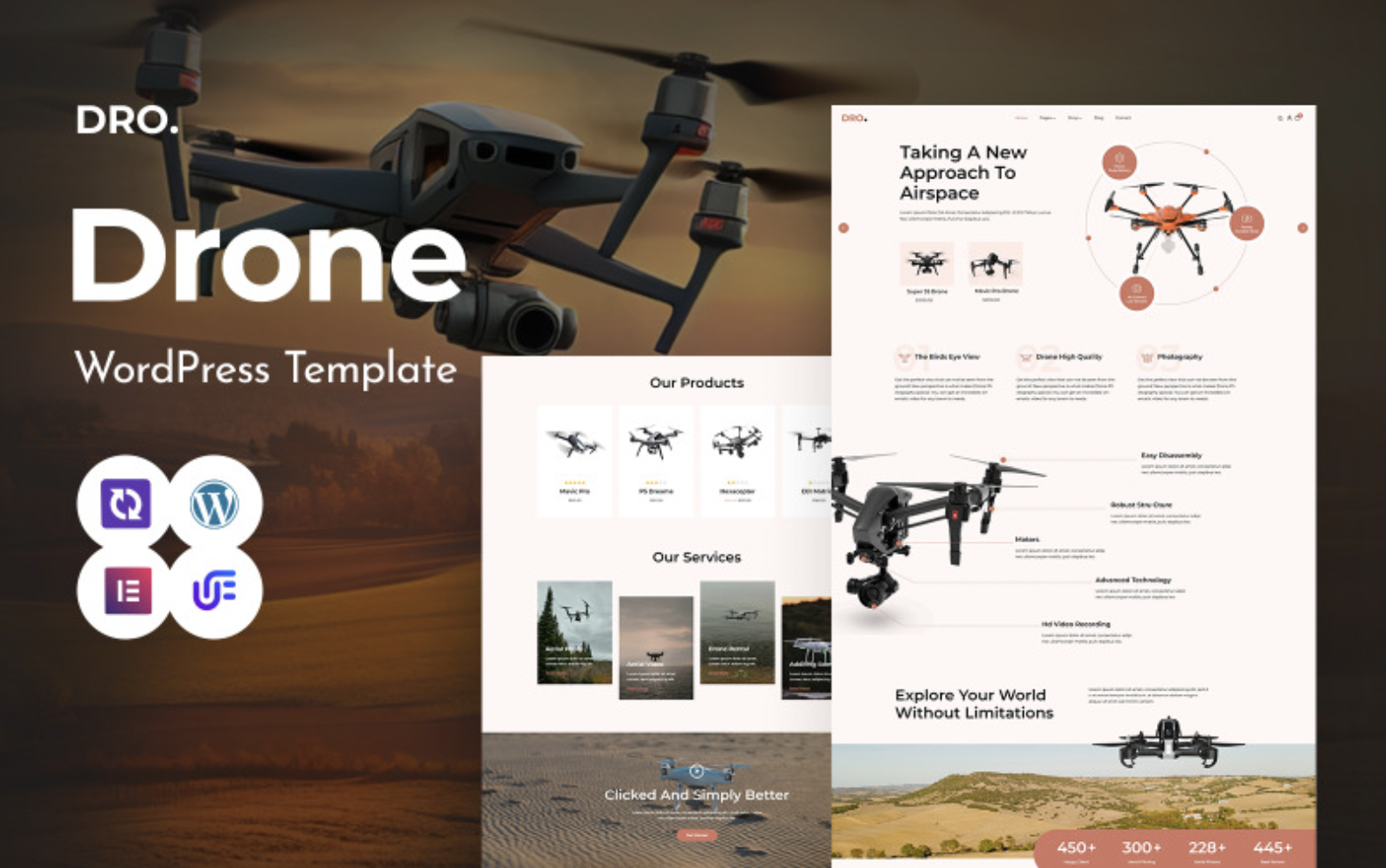 Dron - Drone Startup And Copter Multipurpose WordPress Elementor Theme WordPress Theme