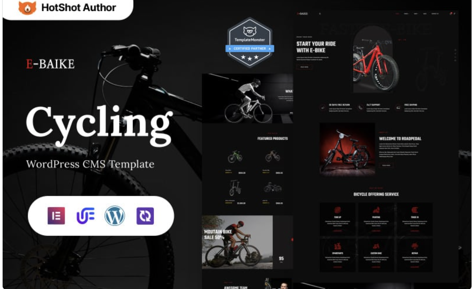 E-Baike - Cycling And Bicycle Shop WordPress Elementor Theme WordPress Theme
