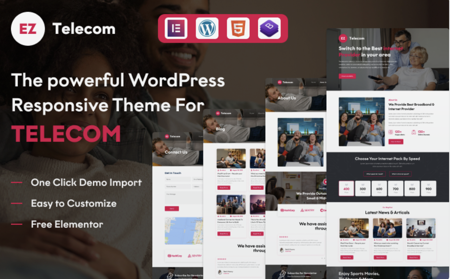 EZ Telecom: A Dynamic WordPress Theme for Empowering Your Telecom Business with Elementor