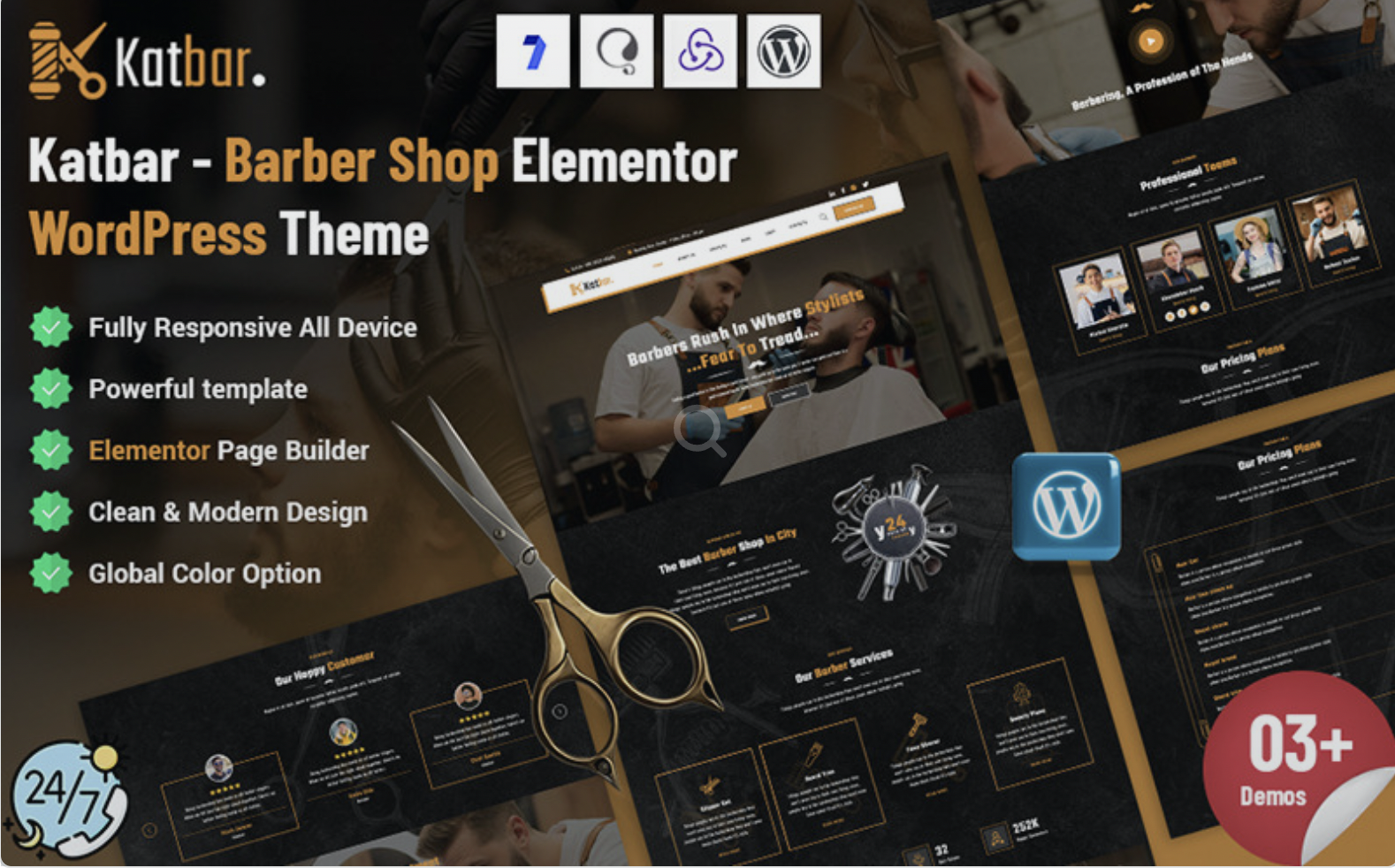 Katbar - Barber Elementor WordPress Theme